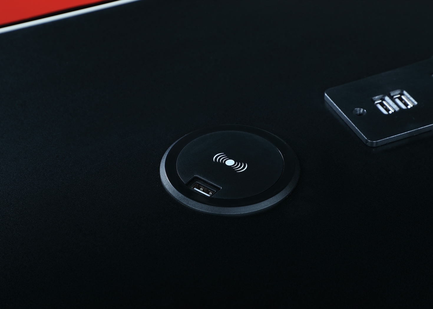 Arya Black/Red L-shaped Gaming Desk - Thumbnail - Image 2