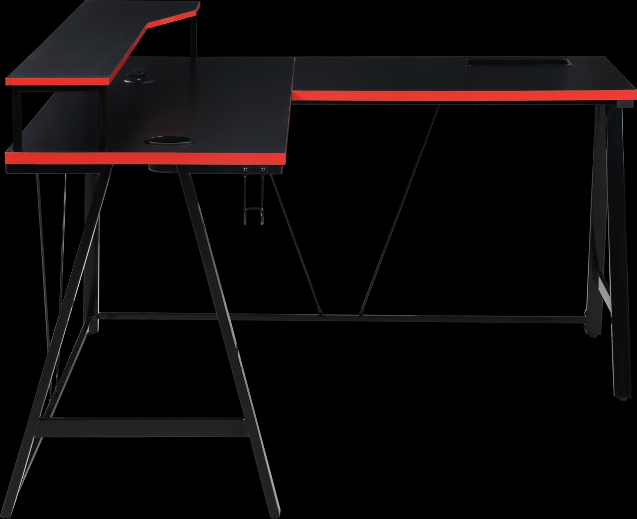 Arya Black/Red L-shaped Gaming Desk - Thumbnail - Image 3