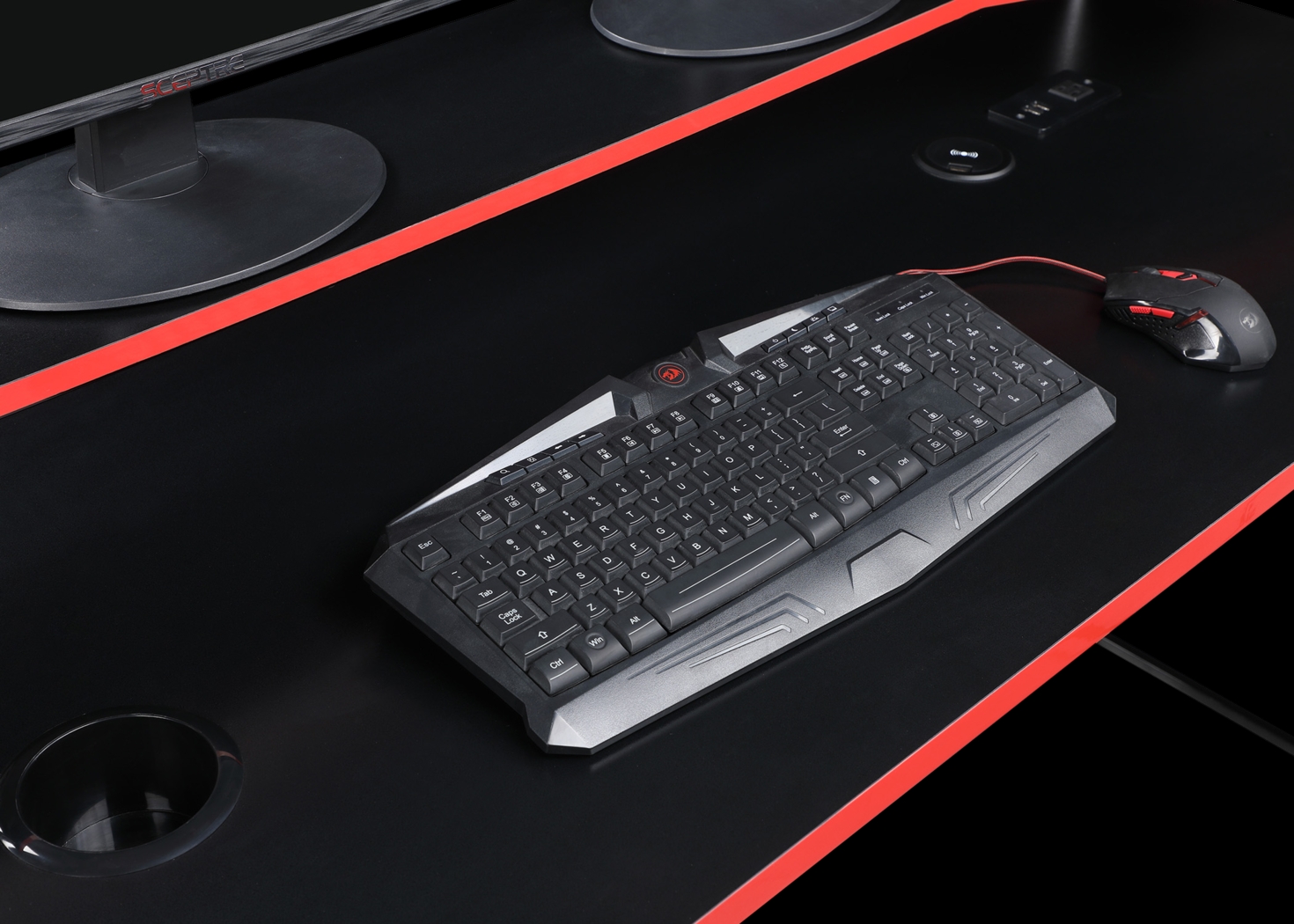 Arya Black/Red L-shaped Gaming Desk - Thumbnail - Image 14