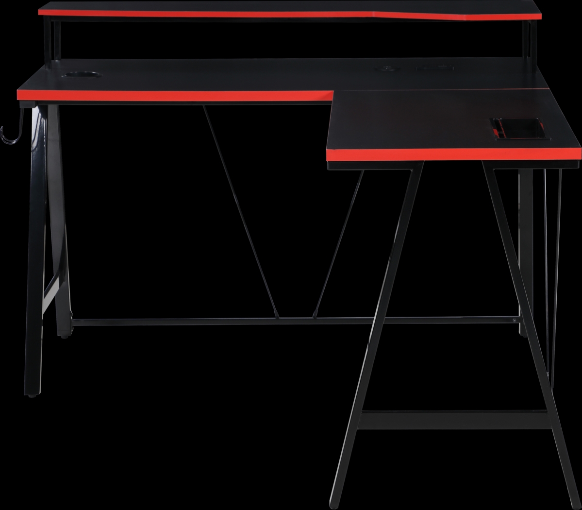Arya Black/Red L-shaped Gaming Desk - Thumbnail - Image 4