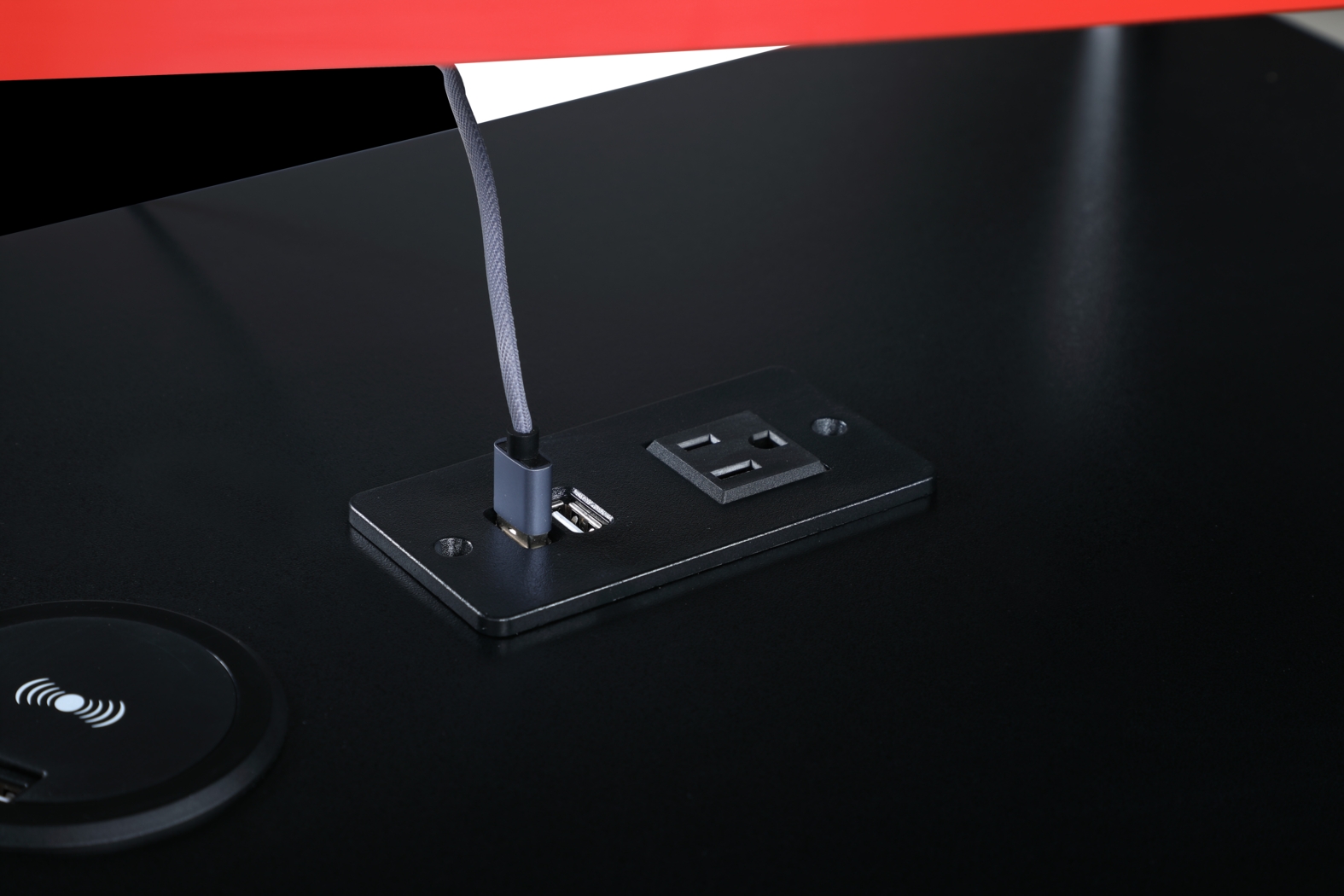 Arya Black/Red L-shaped Gaming Desk - Thumbnail - Image 9