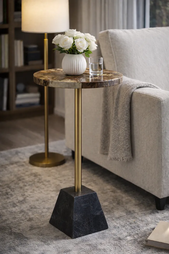 Aryen Gold/Brown Accent Table - Thumbnail - Image 2