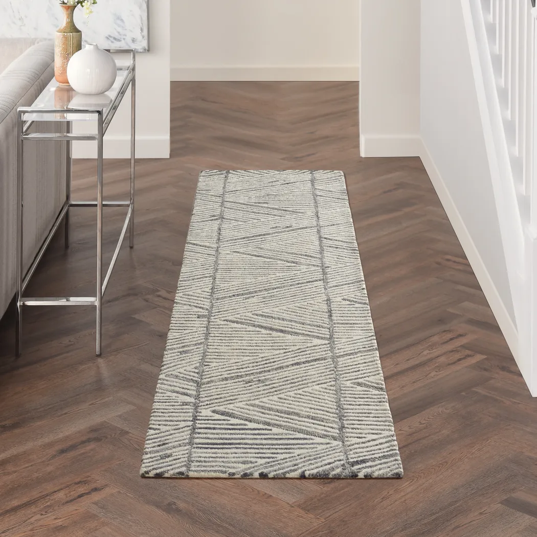 Aryla Gray/White 2'3 x 7'6 Rug - Thumbnail - Image 2