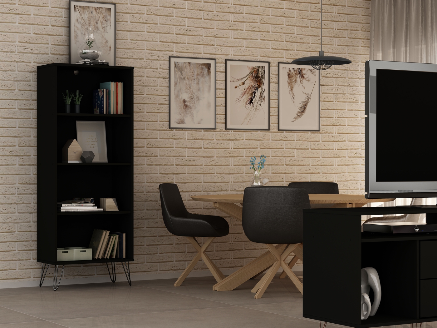 Arzano Black 3 Pc Bookcase - Thumbnail - Image 6