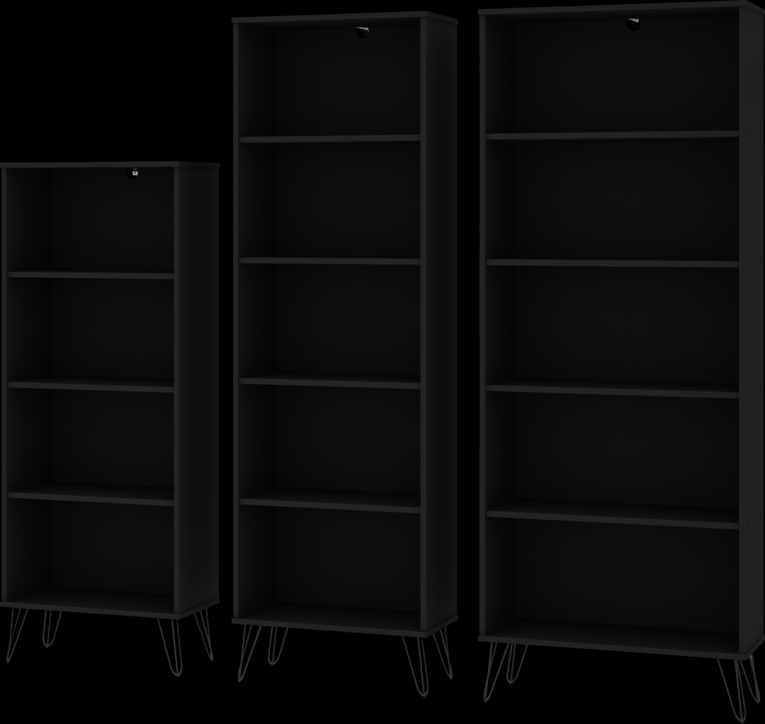 Arzano Black 3 Pc Bookcase - Thumbnail - Image 1