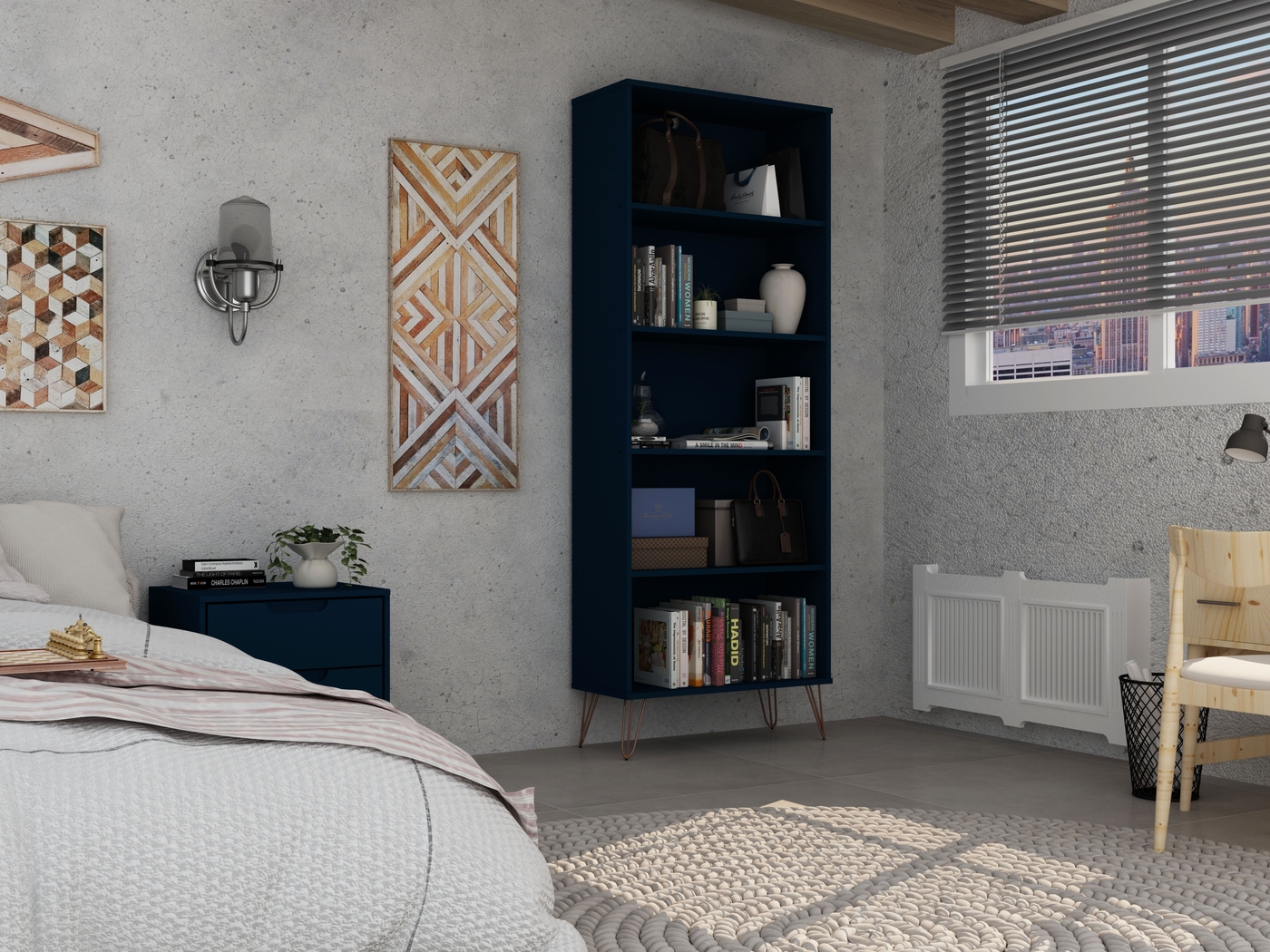 Arzano Blue 3 Pc Bookcase - Thumbnail - Image 5