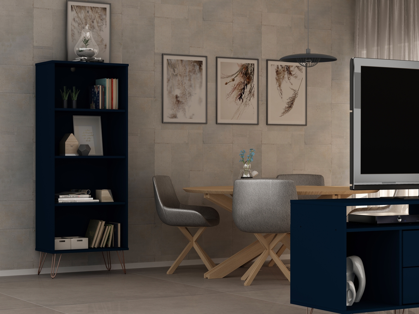 Arzano Blue 3 Pc Bookcase - Thumbnail - Image 8