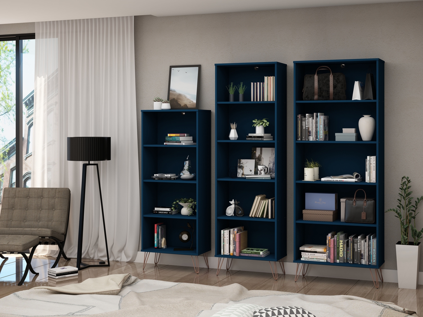 Arzano Blue 3 Pc Bookcase - Thumbnail - Image 10