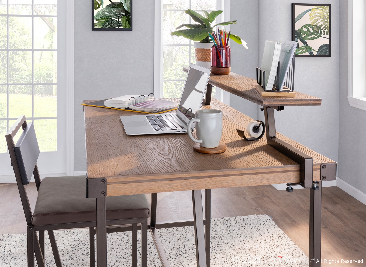 Asaff Antique Brown Standing Desk - Thumbnail - Image 8