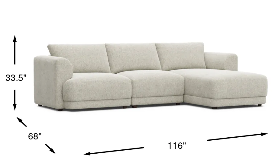 Drew & Jonathan Modularfour Ash Beige,Gray Chenille Fabric 3 Pc