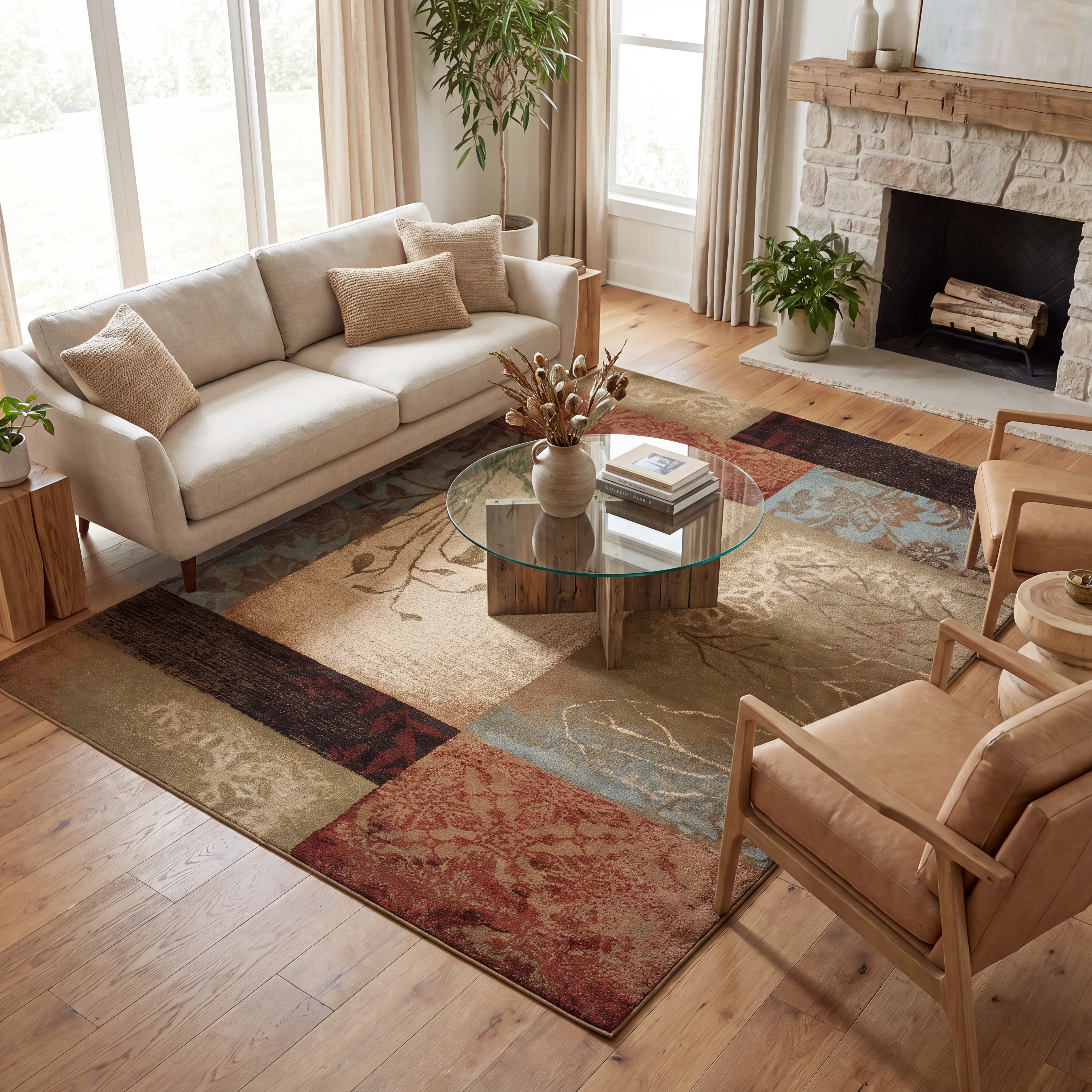 Ashby 5'3 x 7'6 Brown Multi Rug - Thumbnail - Image 2