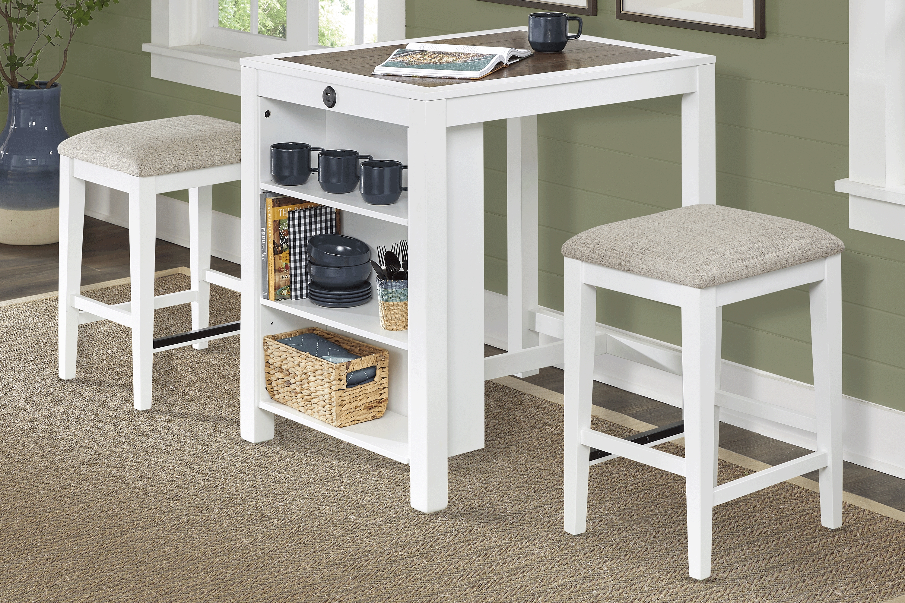 Asheville Heights White 3 Pc Counter Height Dining Room - Thumbnail - Image 1