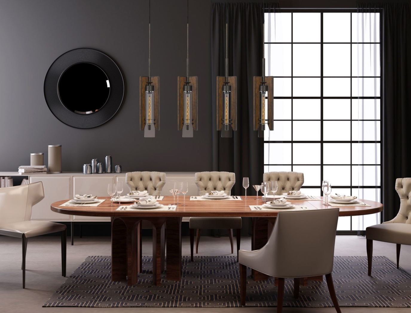 Ashlar Brown 4 Light Chandelier - Thumbnail - Image 2