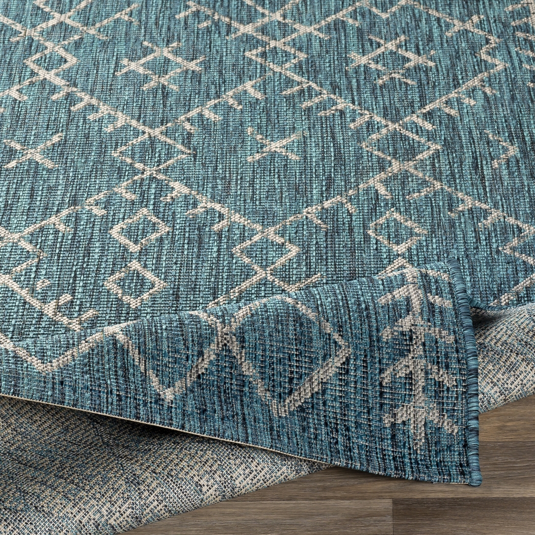 Ashlyn Teal 5'3 x 7'6 Indoor/Outdoor Rug - Thumbnail - Image 5