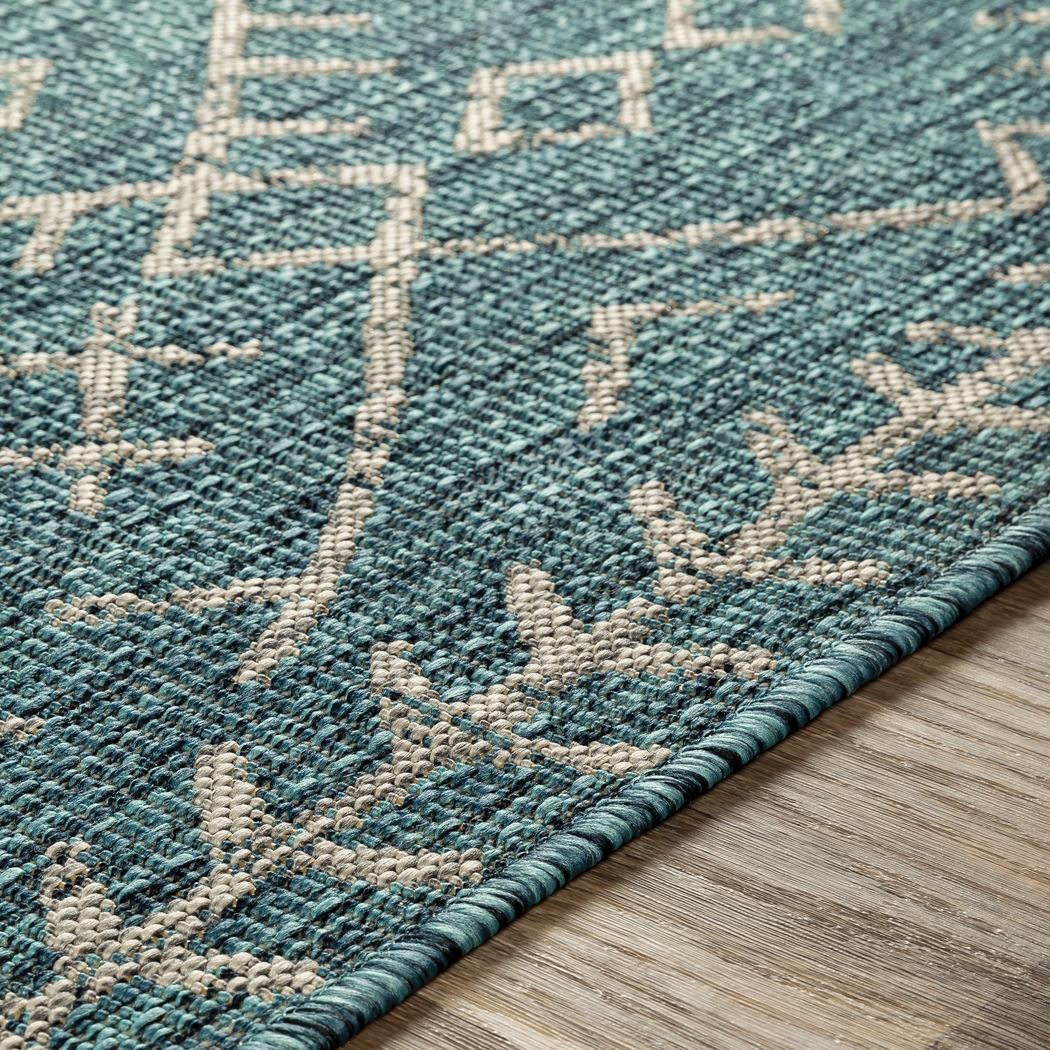 Ashlyn Teal 6'7 x 9' Indoor/Outdoor Rug - Thumbnail - Image 3