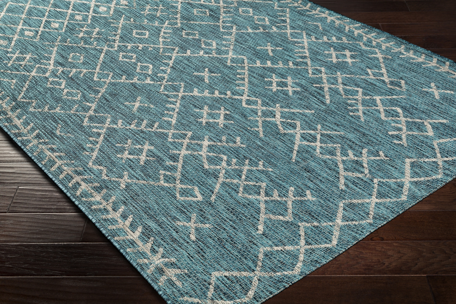 Ashlyn Teal 6'7 x 9' Indoor/Outdoor Rug - Thumbnail - Image 7