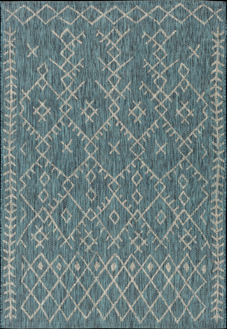 Ashlyn Teal 6'7 x 9' Indoor/Outdoor Rug - Thumbnail - Image 1