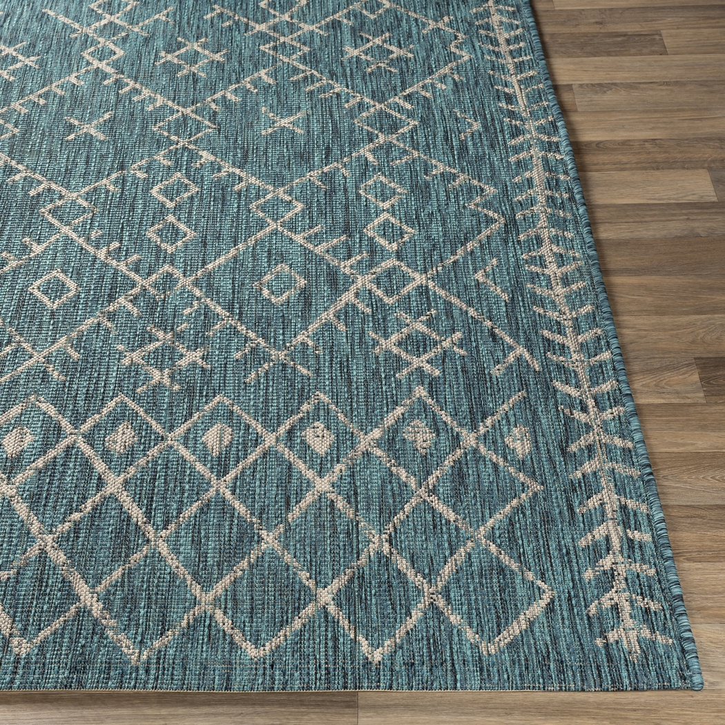 Ashlyn Teal 7'10 x 10'3 Indoor Outdoor Rug - Thumbnail - Image 6