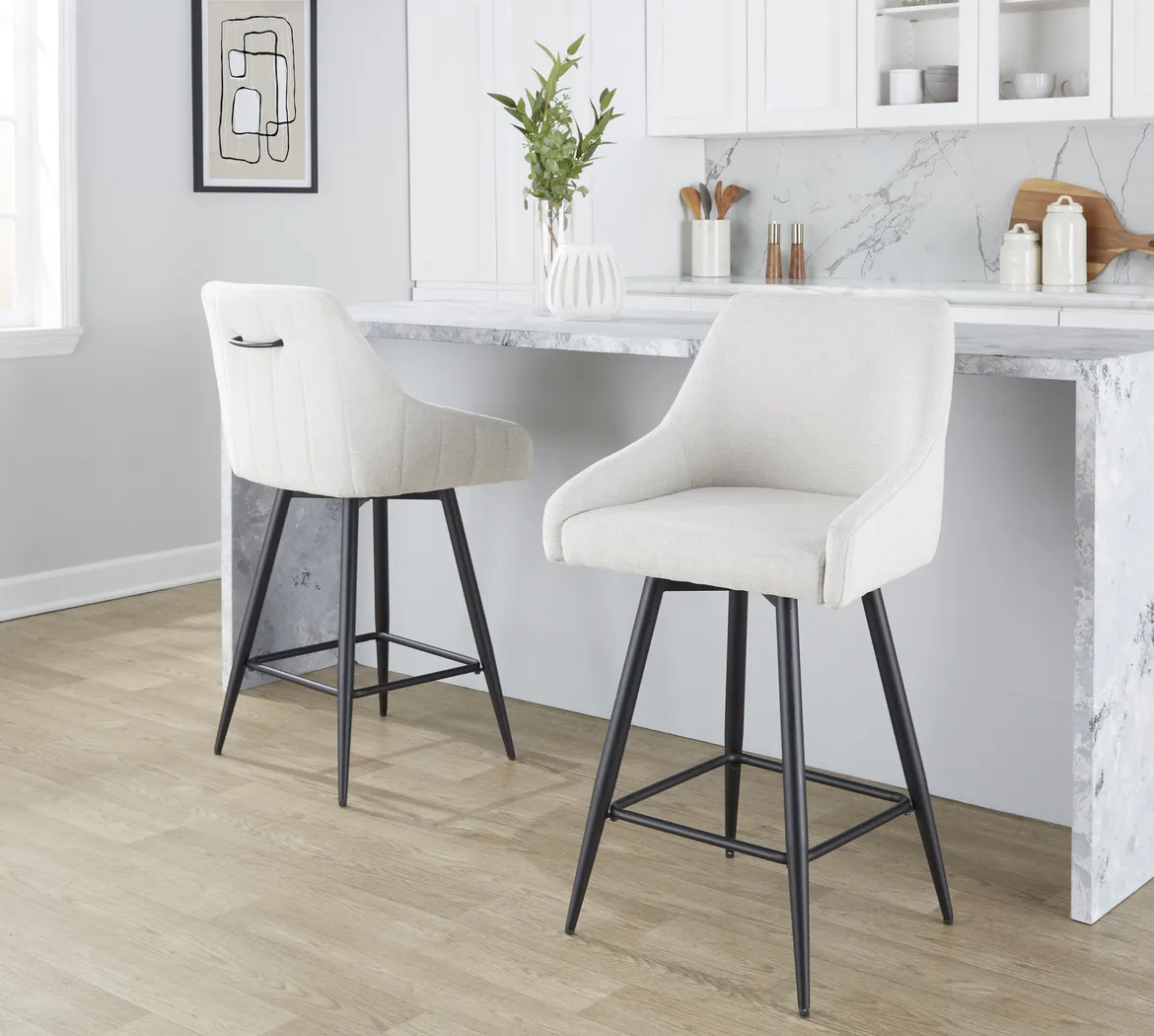 Ashlynd I Cream Swivel Counter Height Stool, Set of 2 - Thumbnail - Image 2