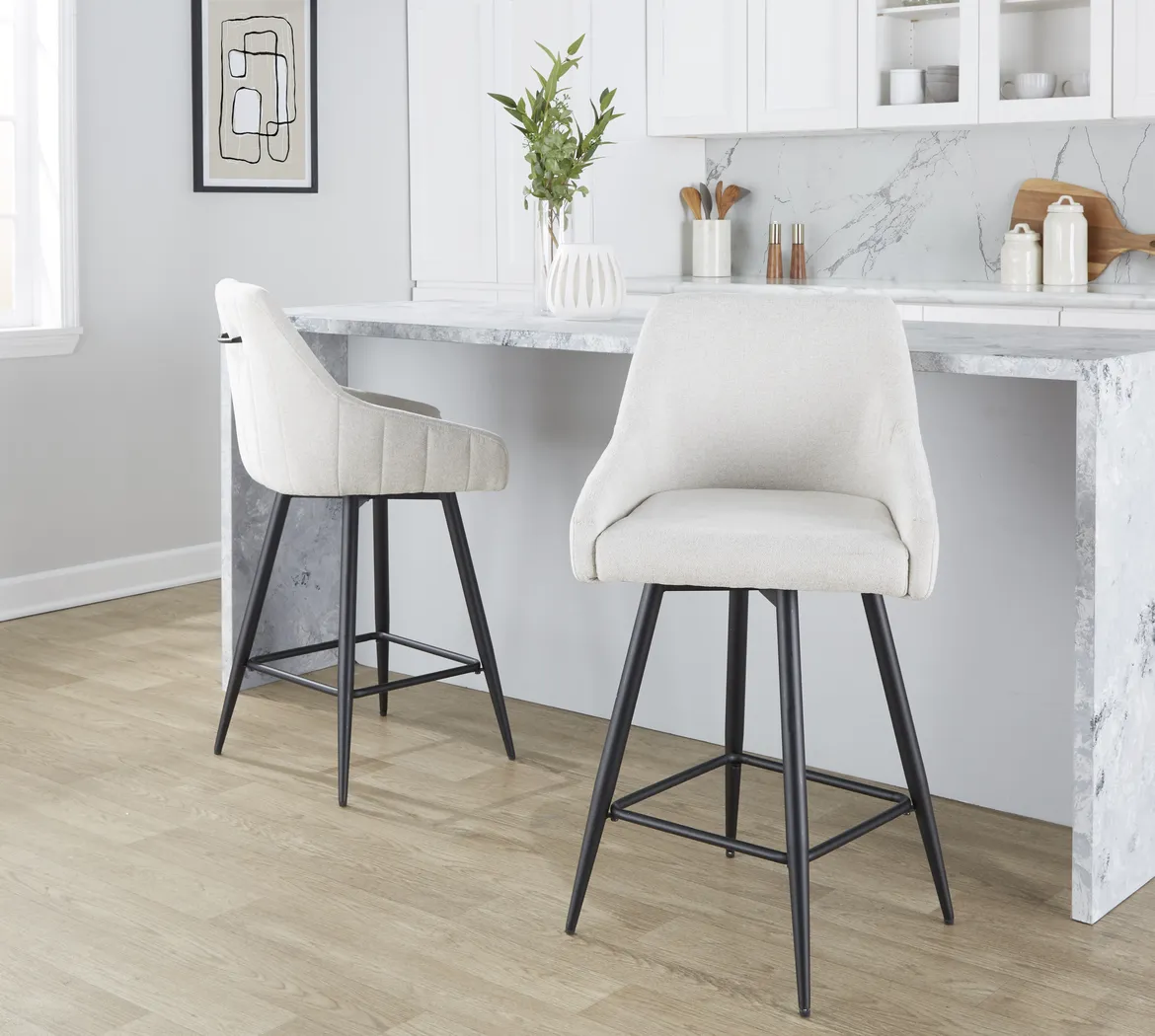 Ashlynd I Cream Swivel Counter Height Stool, Set of 2 - Thumbnail - Image 3