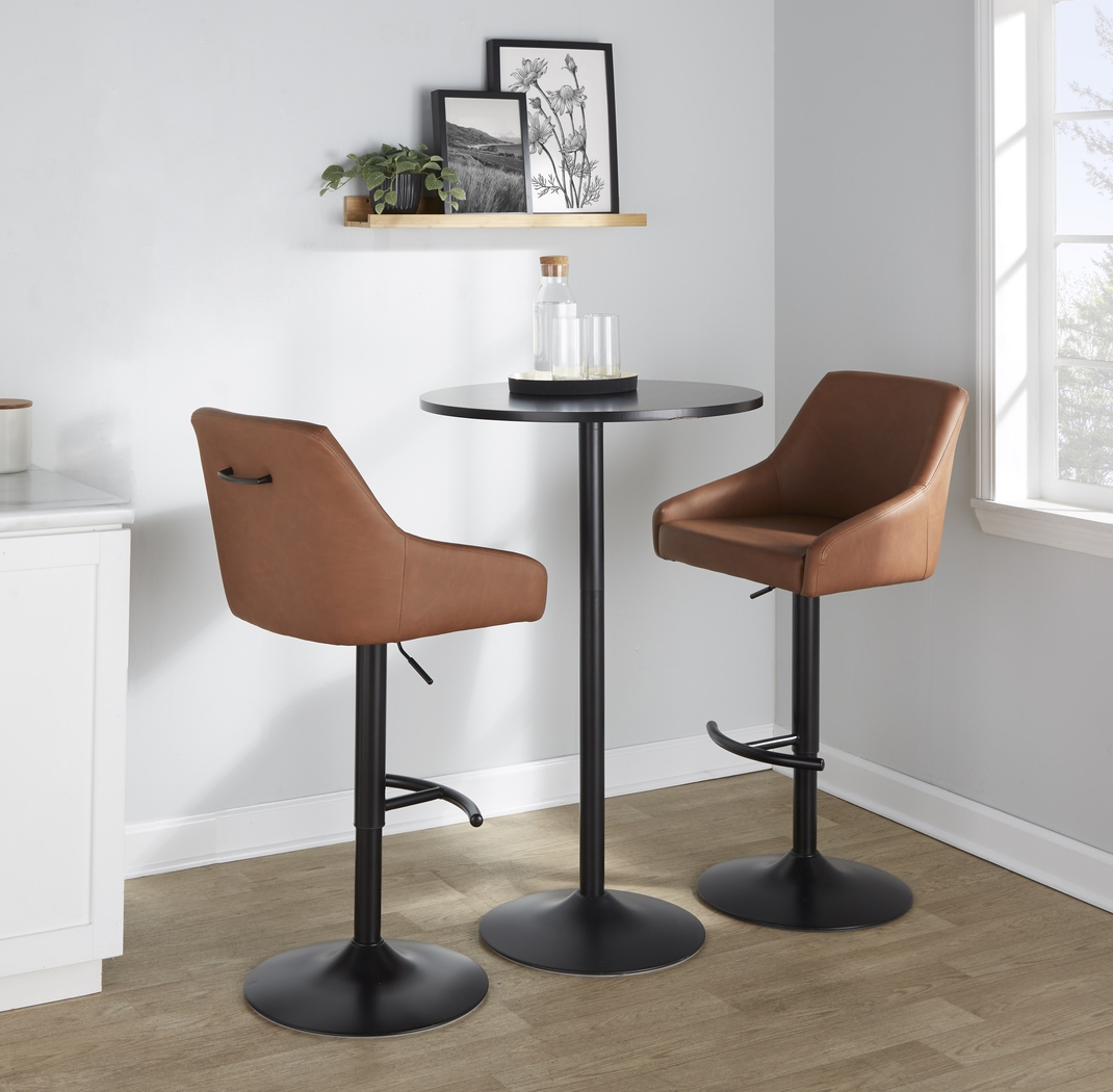 Ashlynd II Camel Adjustable Swivel Barstool, Set of 2 - Thumbnail - Image 3