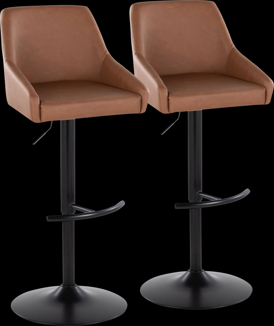Ashlynd II Camel Adjustable Swivel Barstool, Set of 2 - Thumbnail - Image 1