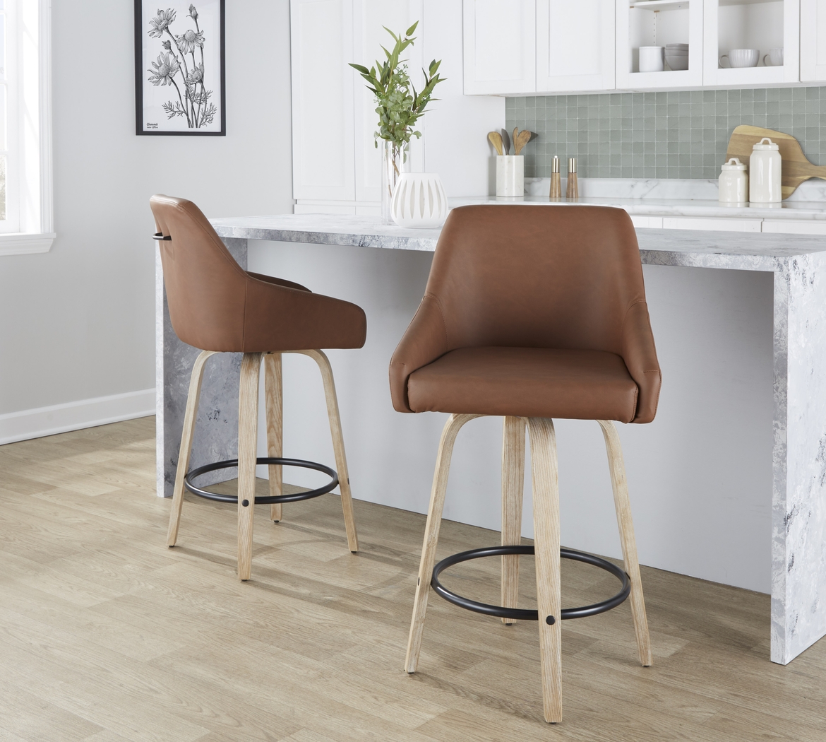 Ashlynd III Camel Swivel Counter Height Stool, Set of 2 - Thumbnail - Image 2
