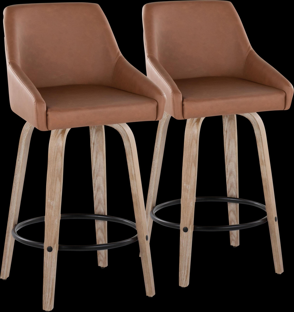 Ashlynd III Camel Swivel Counter Height Stool, Set of 2 - Thumbnail - Image 1