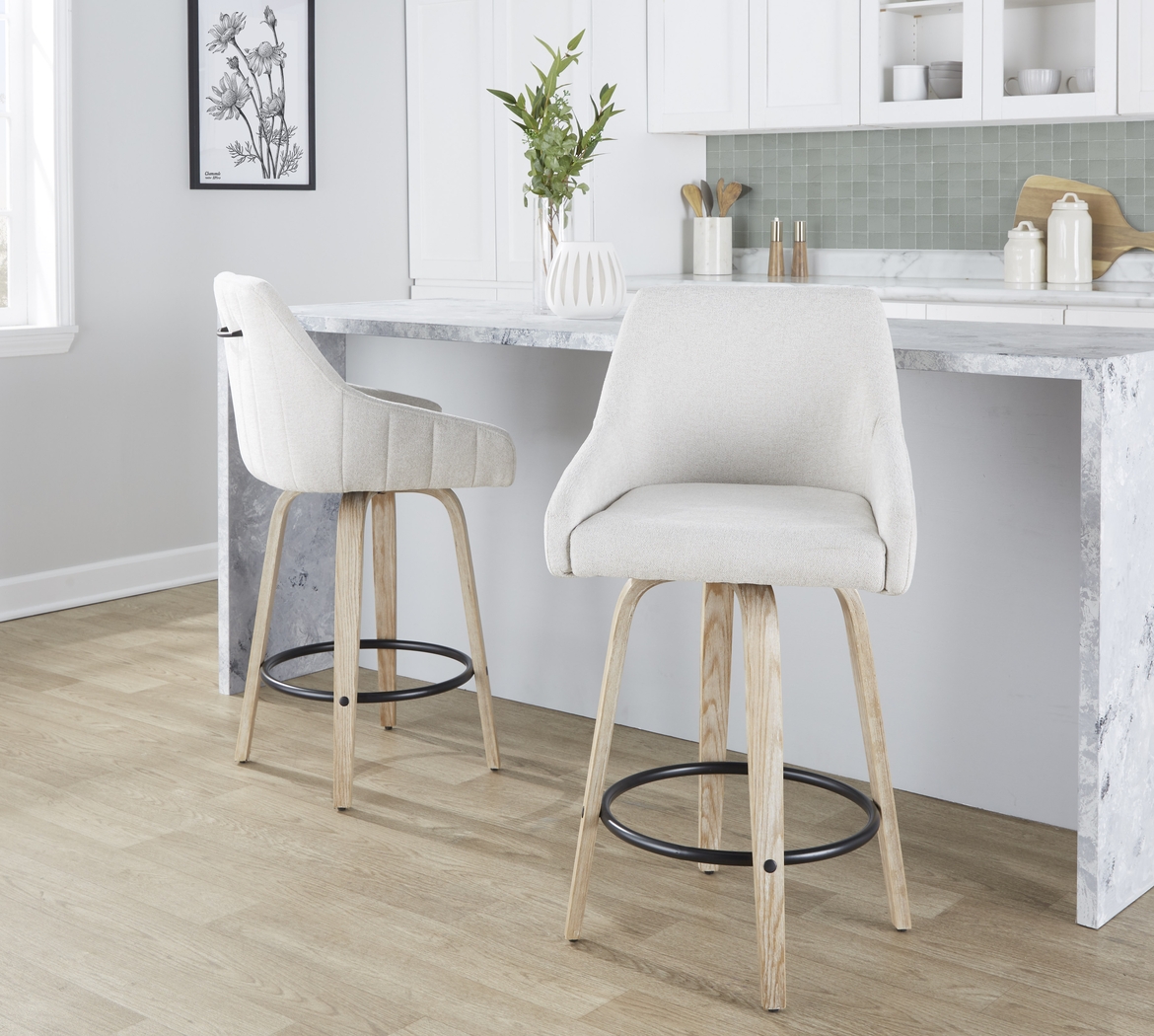 Ashlynd III Cream Swivel Counter Height Stool, Set of 2 - Thumbnail - Image 2