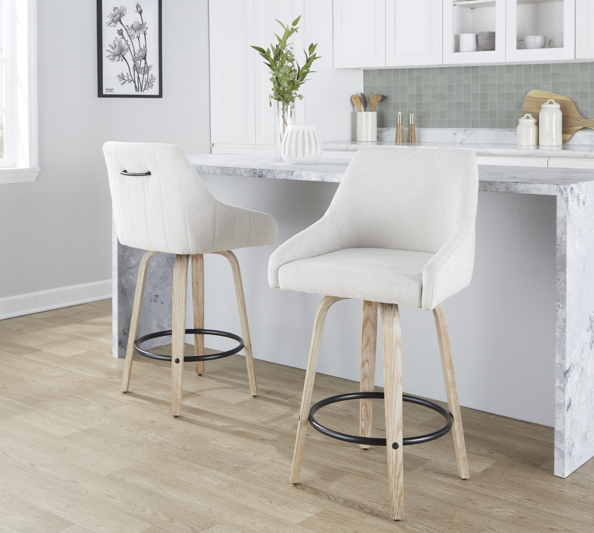 Ashlynd III Cream Swivel Counter Height Stool, Set of 2 - Thumbnail - Image 3