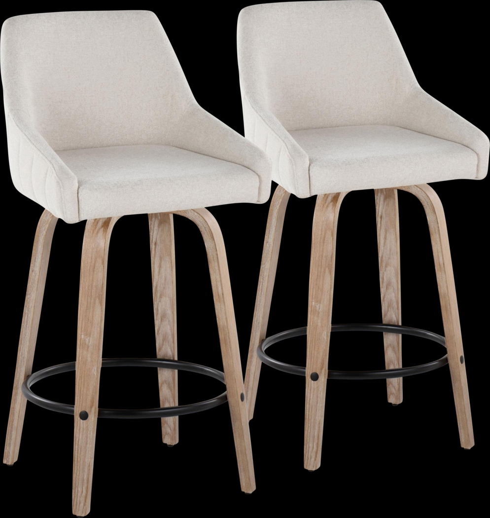 Ashlynd III Cream Swivel Counter Height Stool, Set of 2 - Thumbnail - Image 1