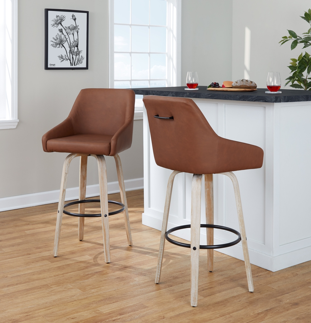 Ashlynd IV Camel Swivel Barstool, Set of 2 - Thumbnail - Image 2