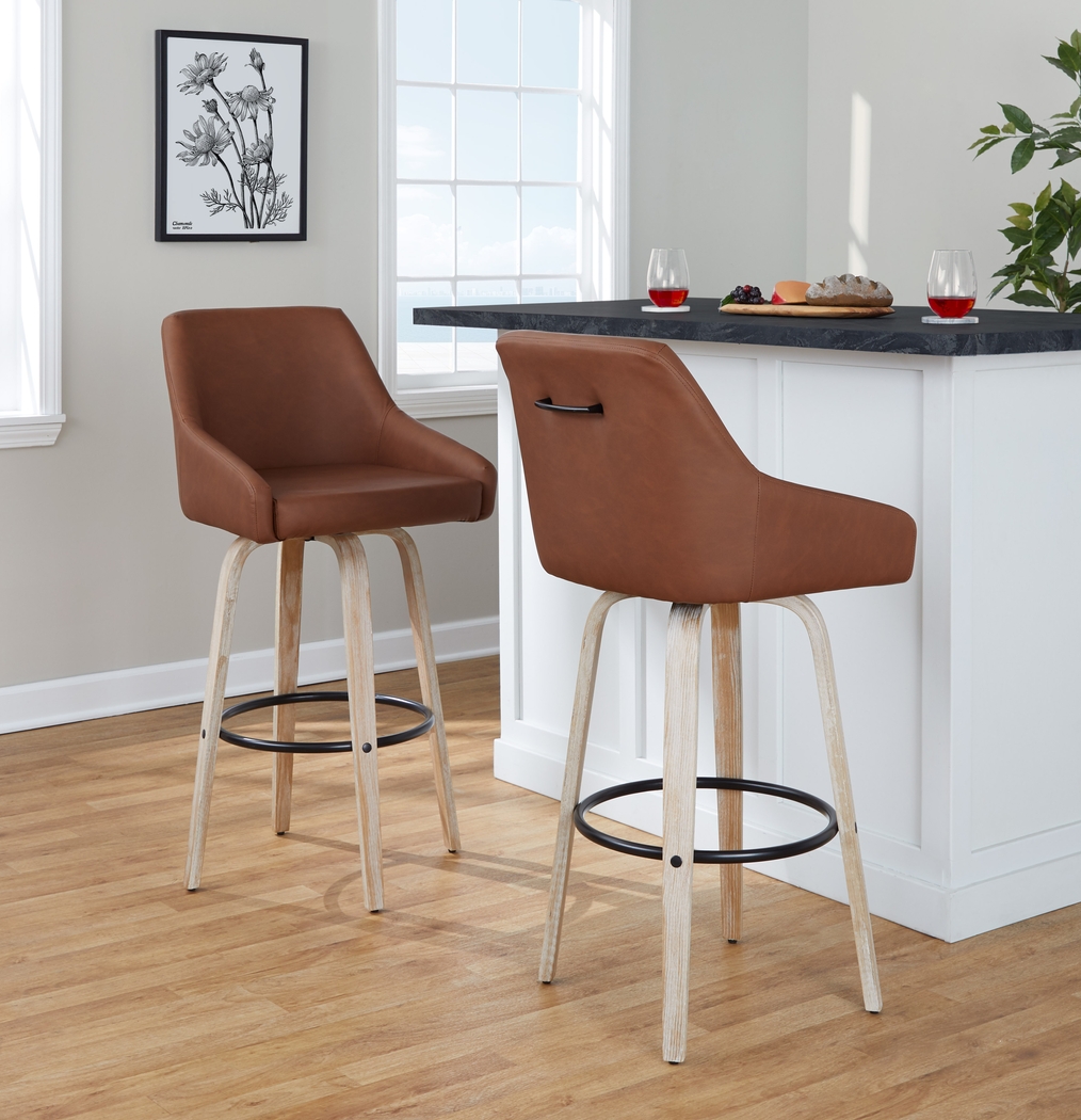 Ashlynd IV Camel Swivel Barstool, Set of 2 - Thumbnail - Image 3