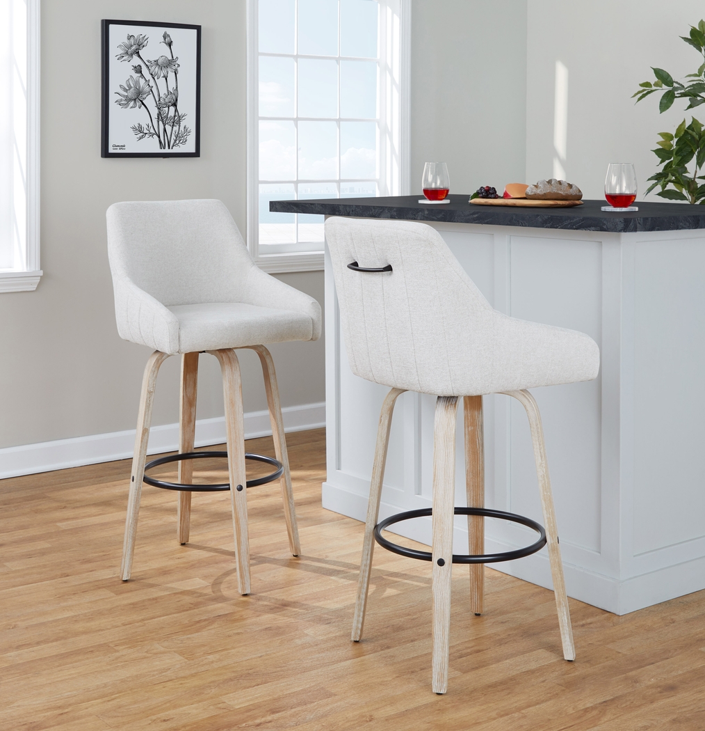 Ashlynd IV Cream Swivel Barstool, Set of 2 - Thumbnail - Image 3