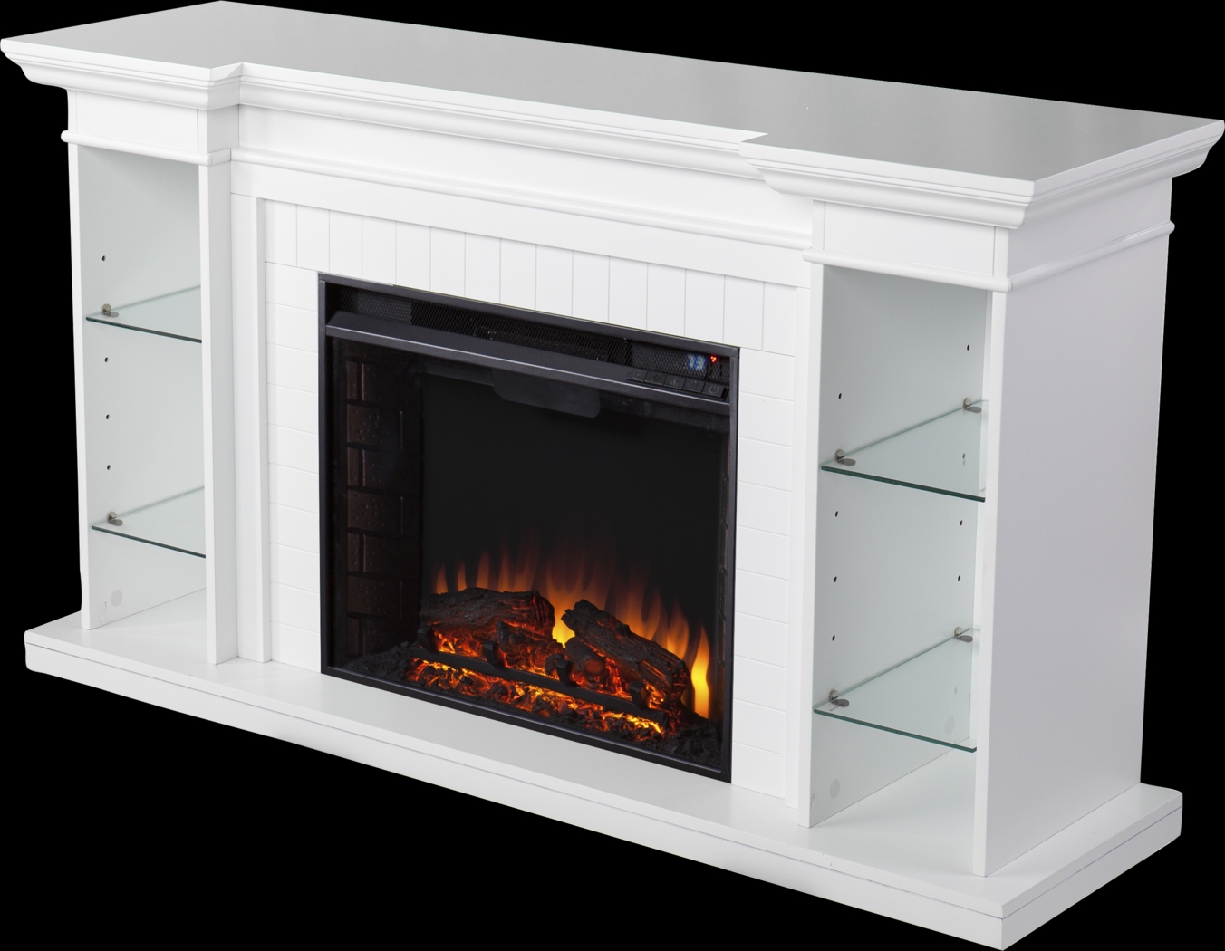 Ashprington II White 55 in. Console With Electric Log Fireplace - Thumbnail - Image 1