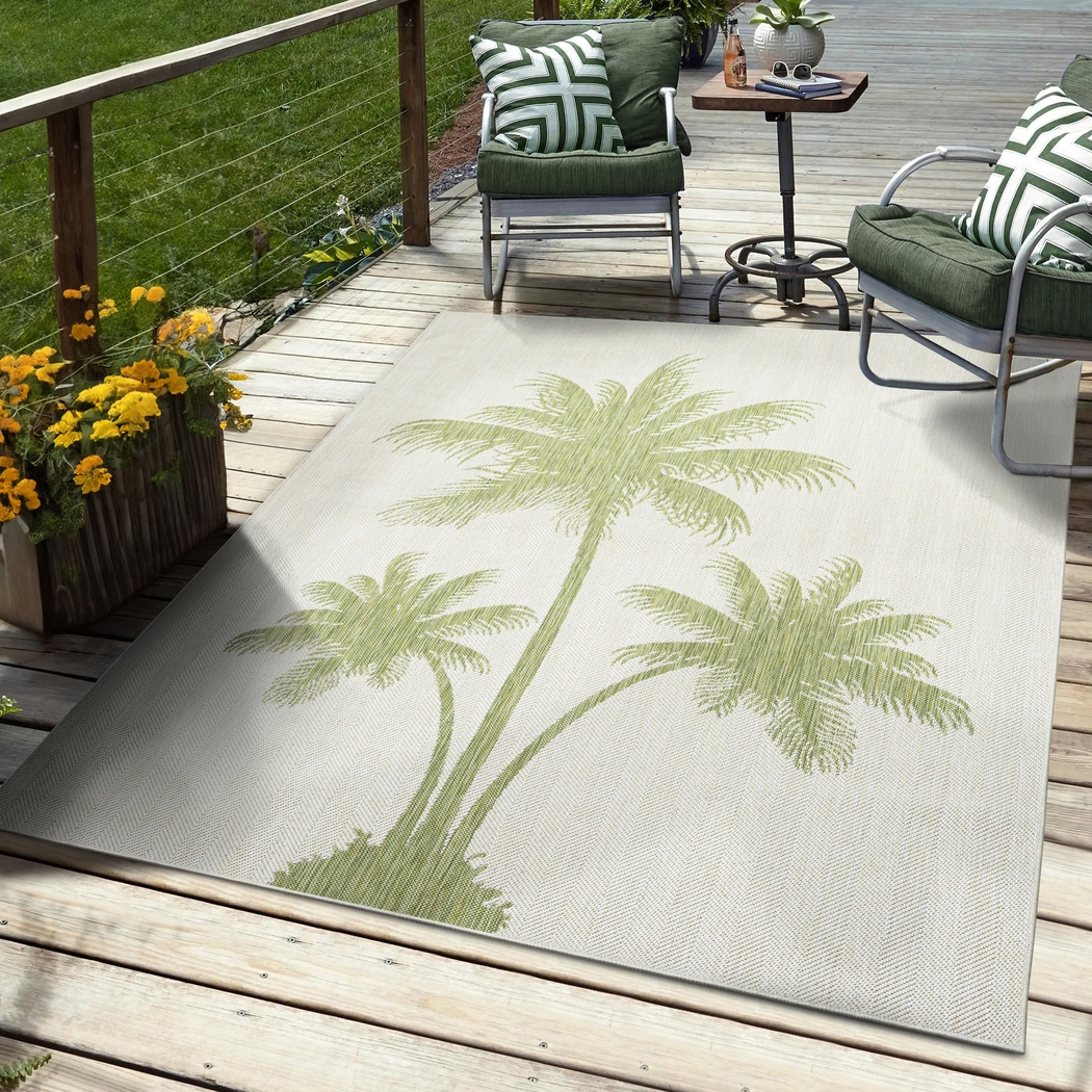 Ashsano Beige/Green 5' x 7' Indoor/Outdoor Rug - Thumbnail - Image 2