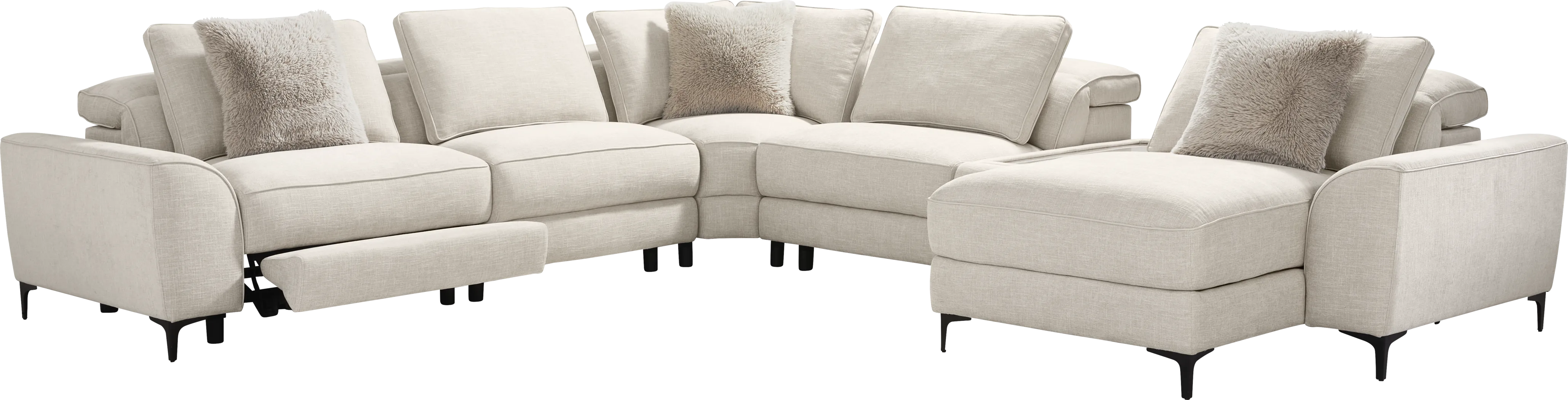 Aspen Sand 6 Pc Dual Power Reclining Sectional with Media Console - Thumbnail - Image 1