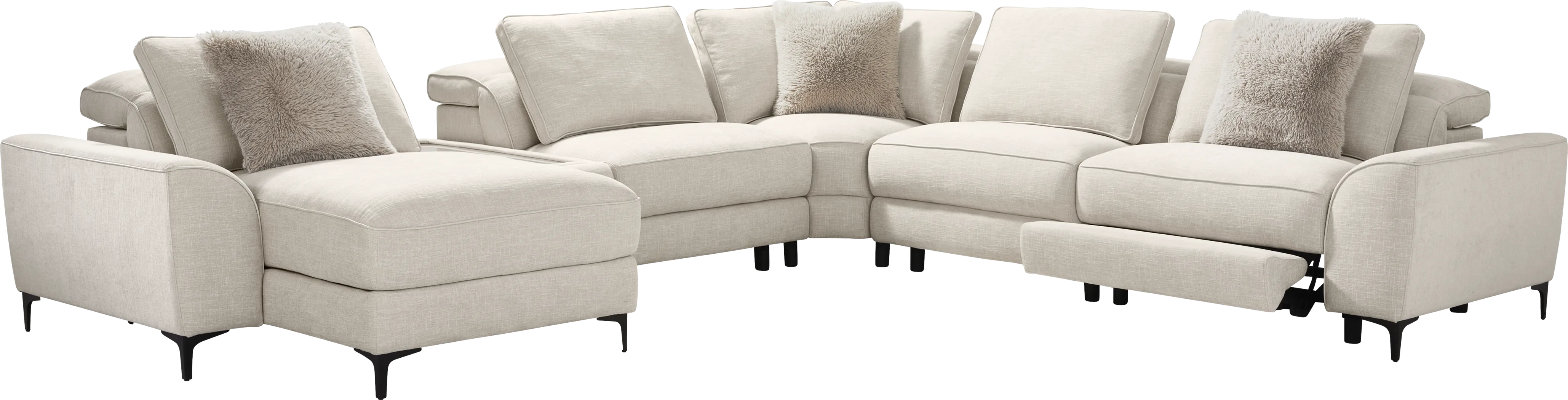 Aspen Sand 6 Pc Dual Power Reclining Sectional with Media Console - Thumbnail - Image 1