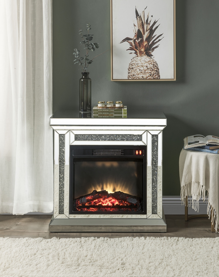 Aspenview Silver 28 in. Console, With Electric Fireplace - Thumbnail - Image 2