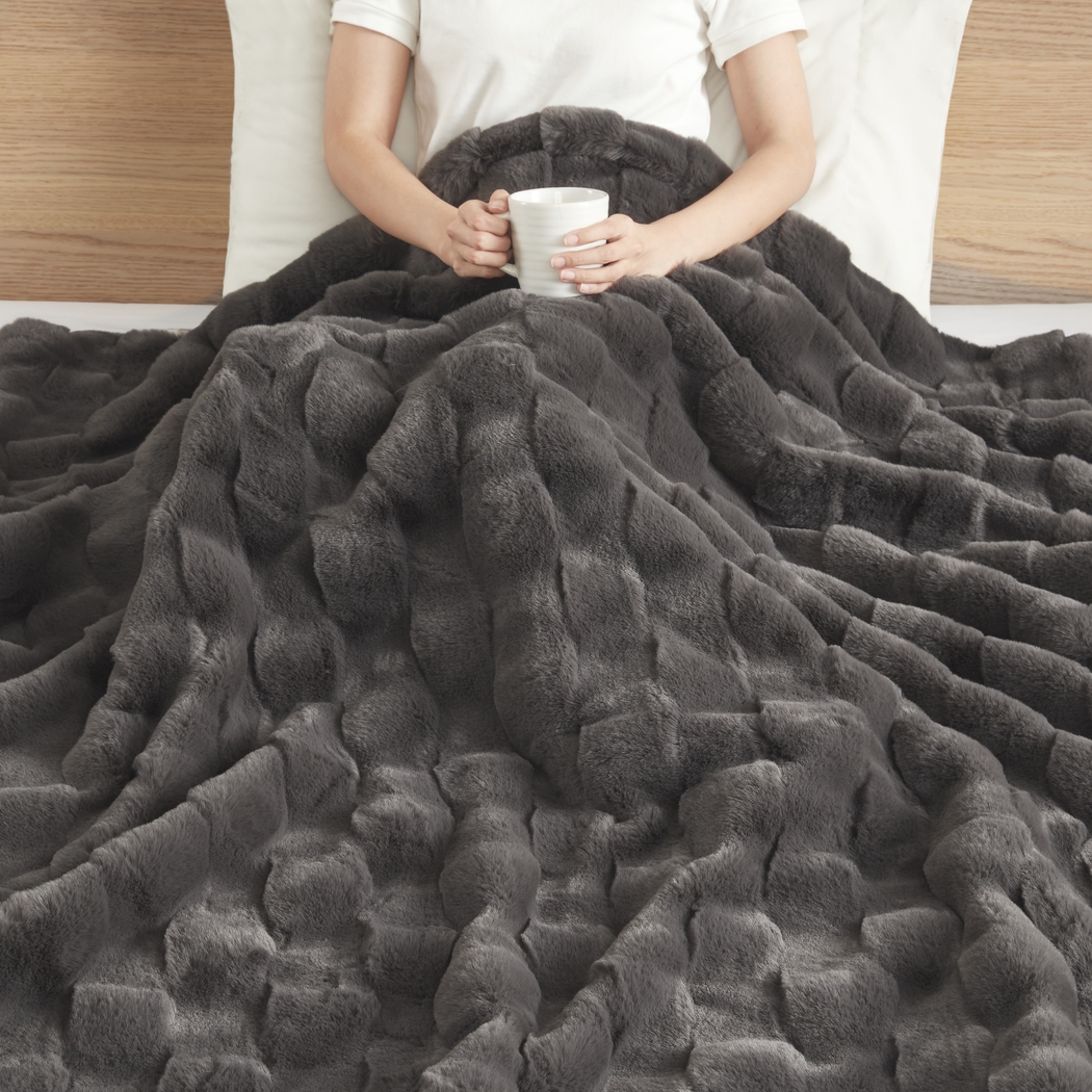 Aspermont Dark Gray Throw Blanket - Thumbnail - Image 6