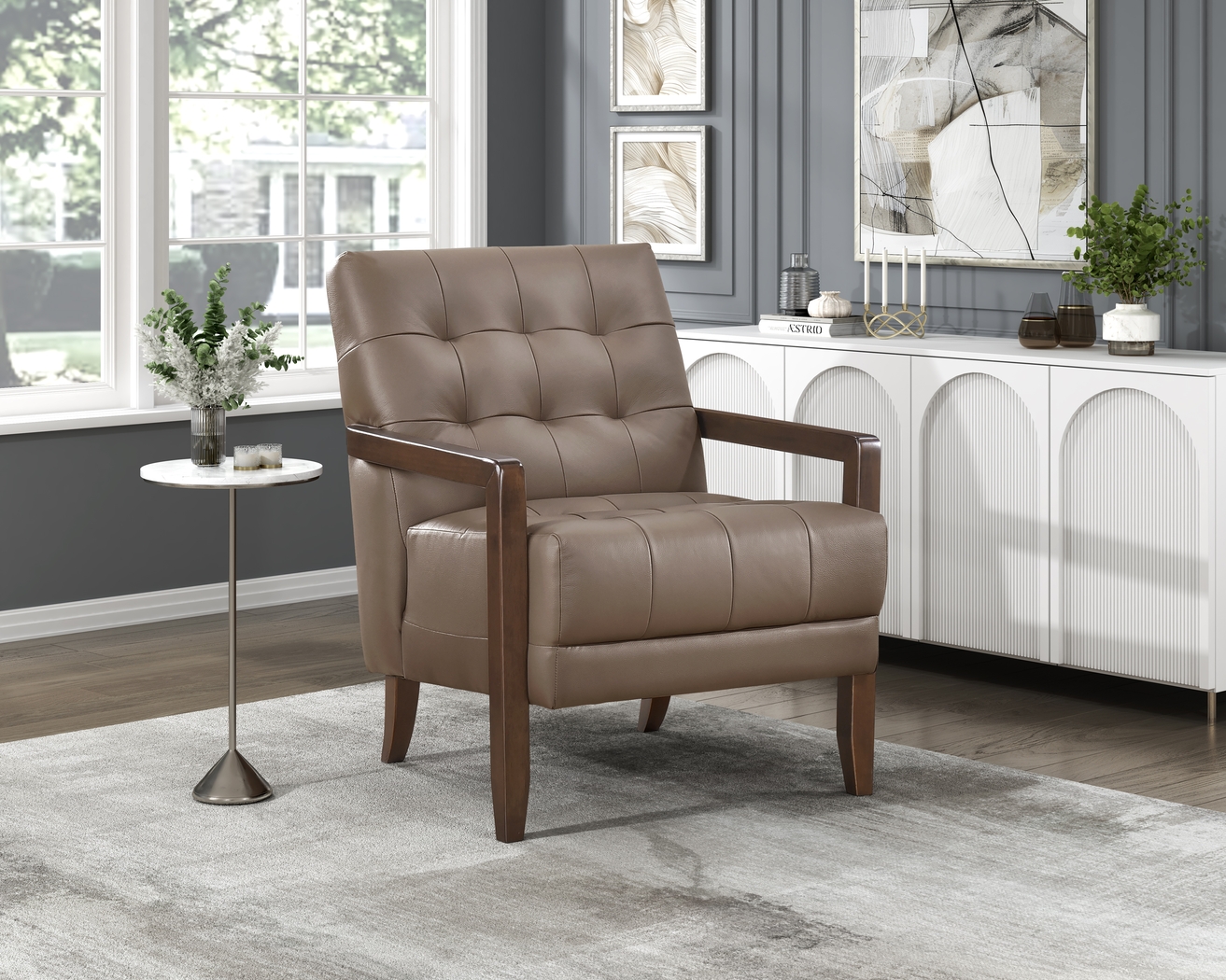 Astin Brown Accent Chair - Thumbnail - Image 2