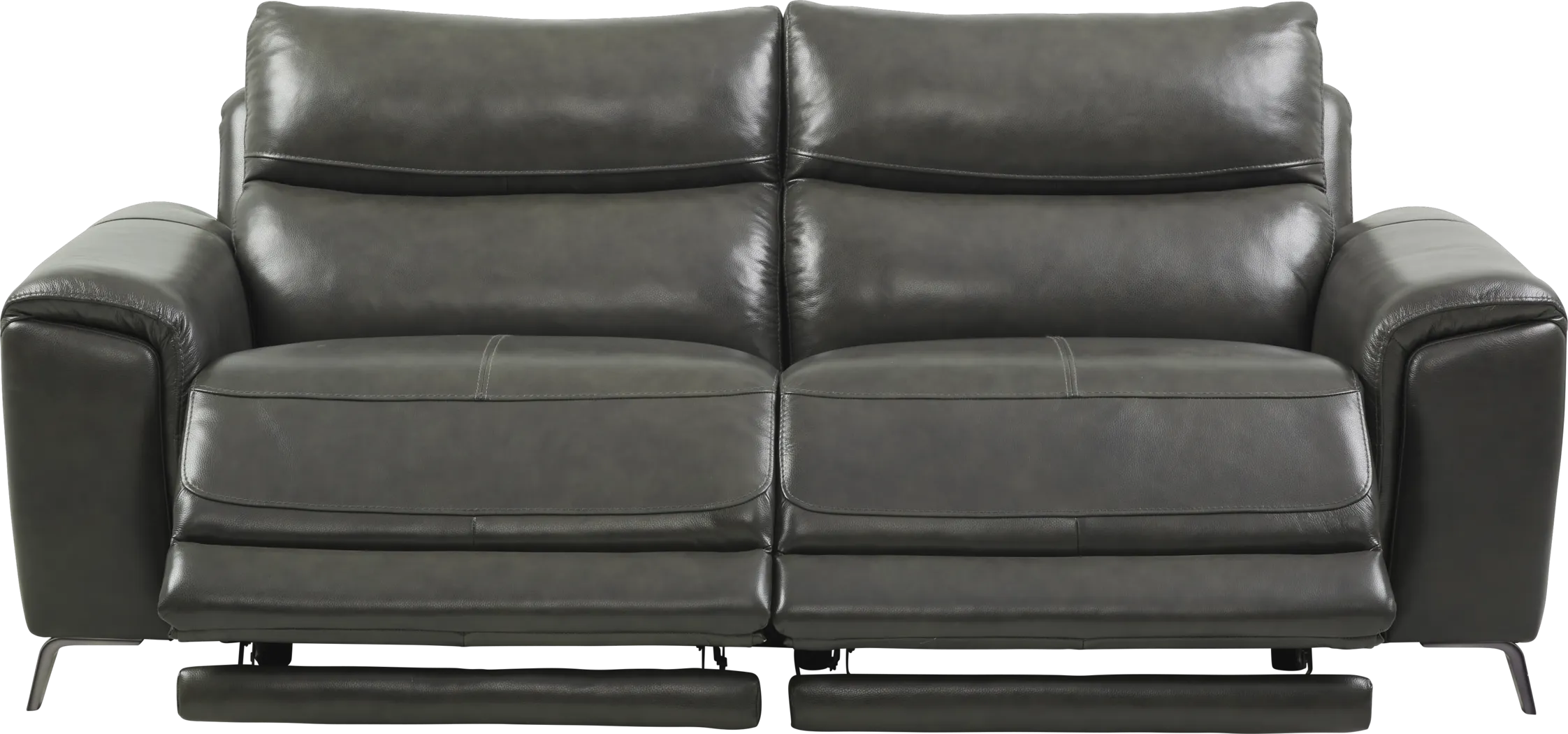 Astoria Heights Gray Leather Power Reclining Sofa - Thumbnail - Image 2