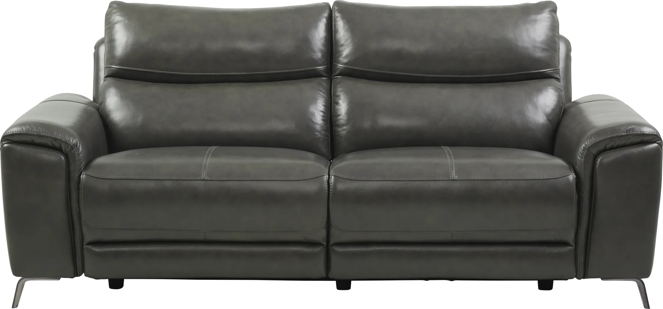Astoria Heights Gray Leather Power Reclining Sofa - Thumbnail - Image 1
