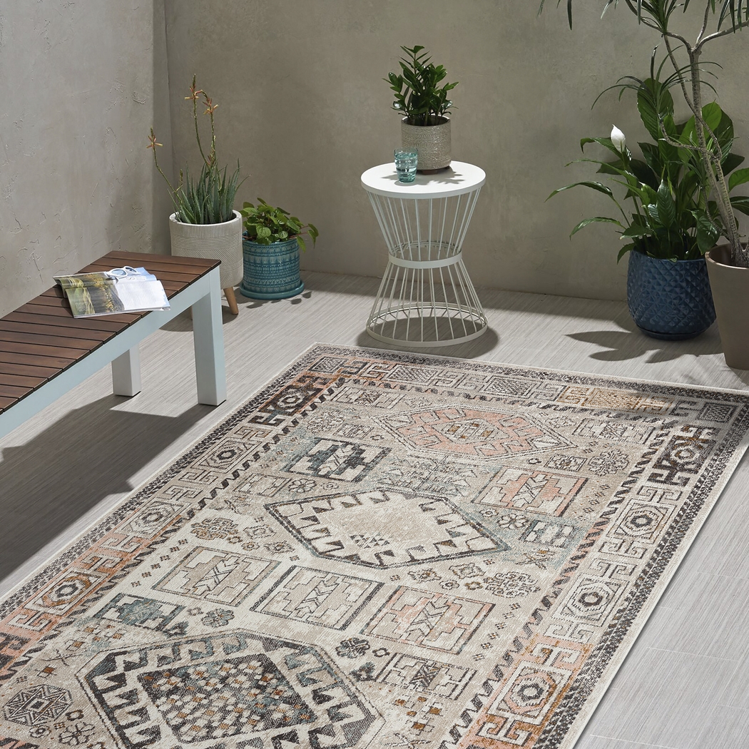 Athaton Cream/Multi 5'3 x 7'10 Indoor/Outdoor Rug - Thumbnail - Image 2