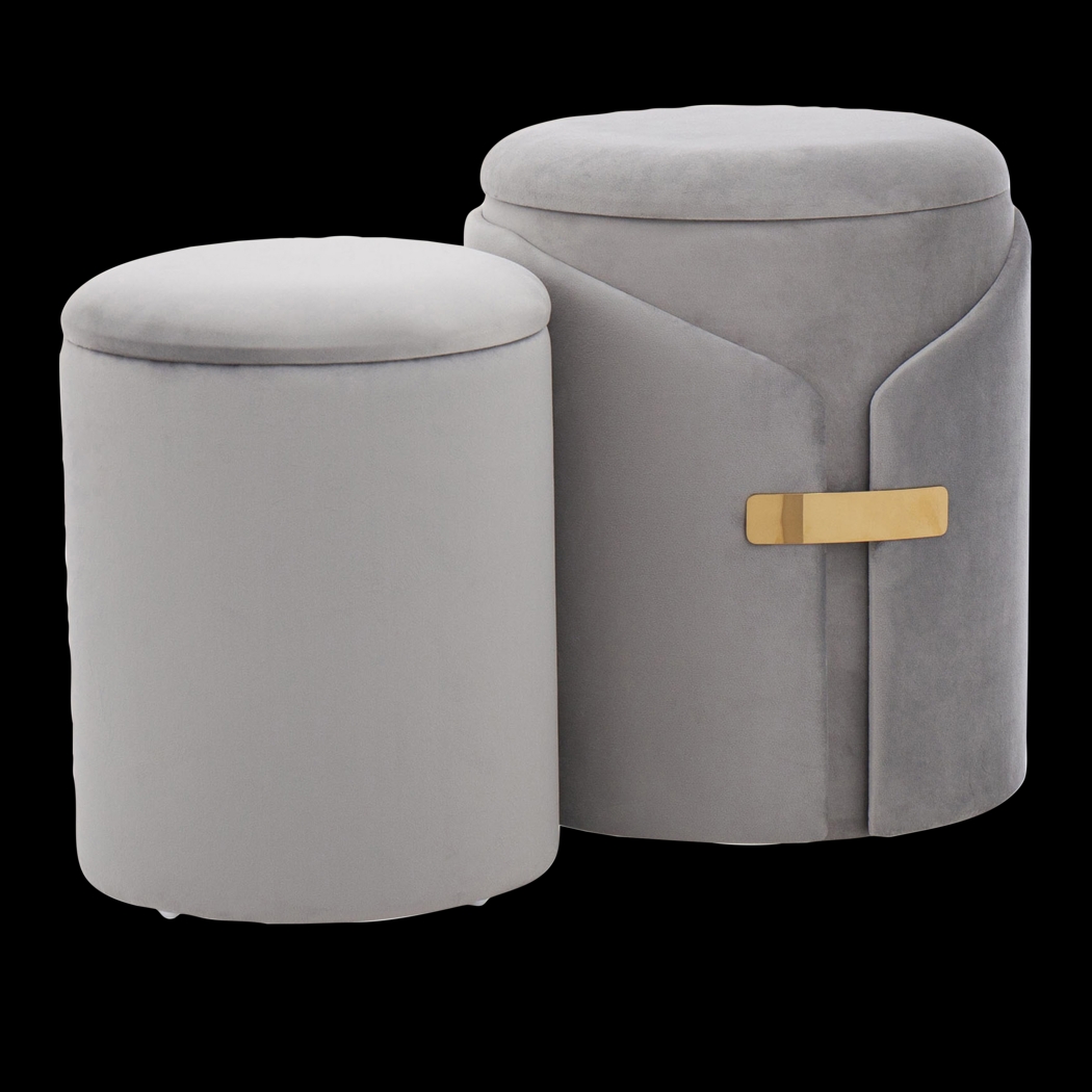 Atholgate Silver Ottoman, Set of 2 - Thumbnail - Image 1