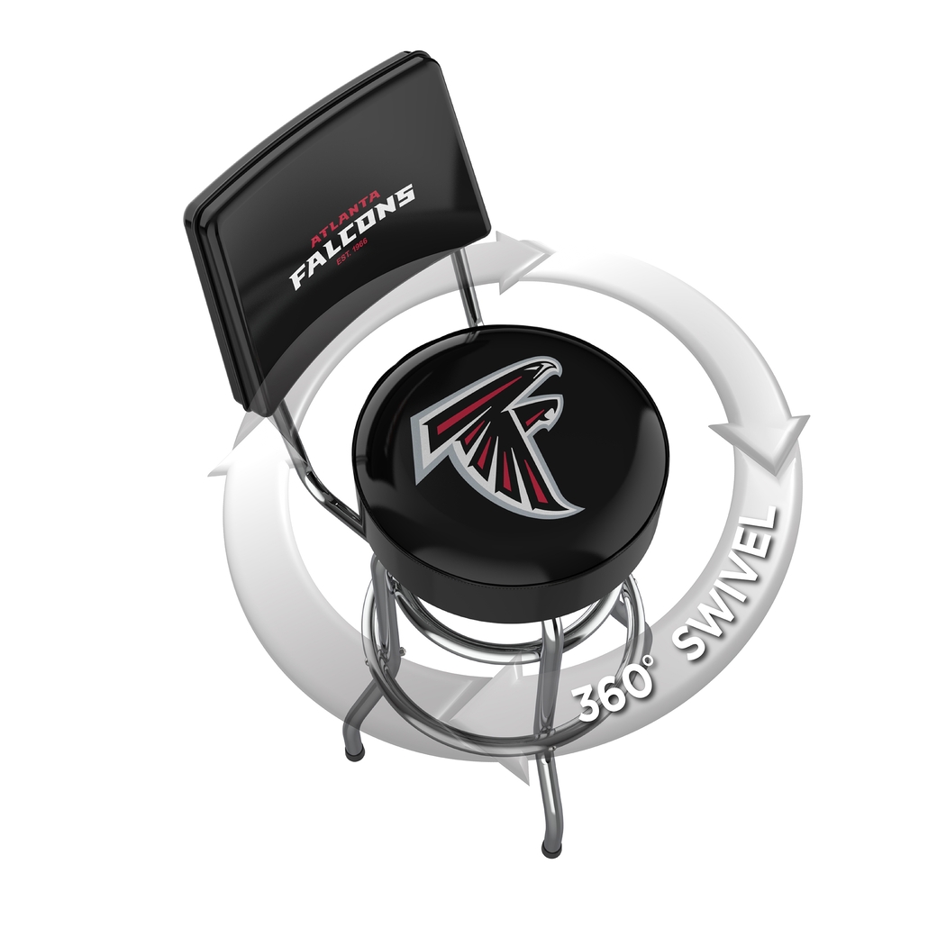 Atlanta Falcons Black Swivel Barstool with Back - Thumbnail - Image 3