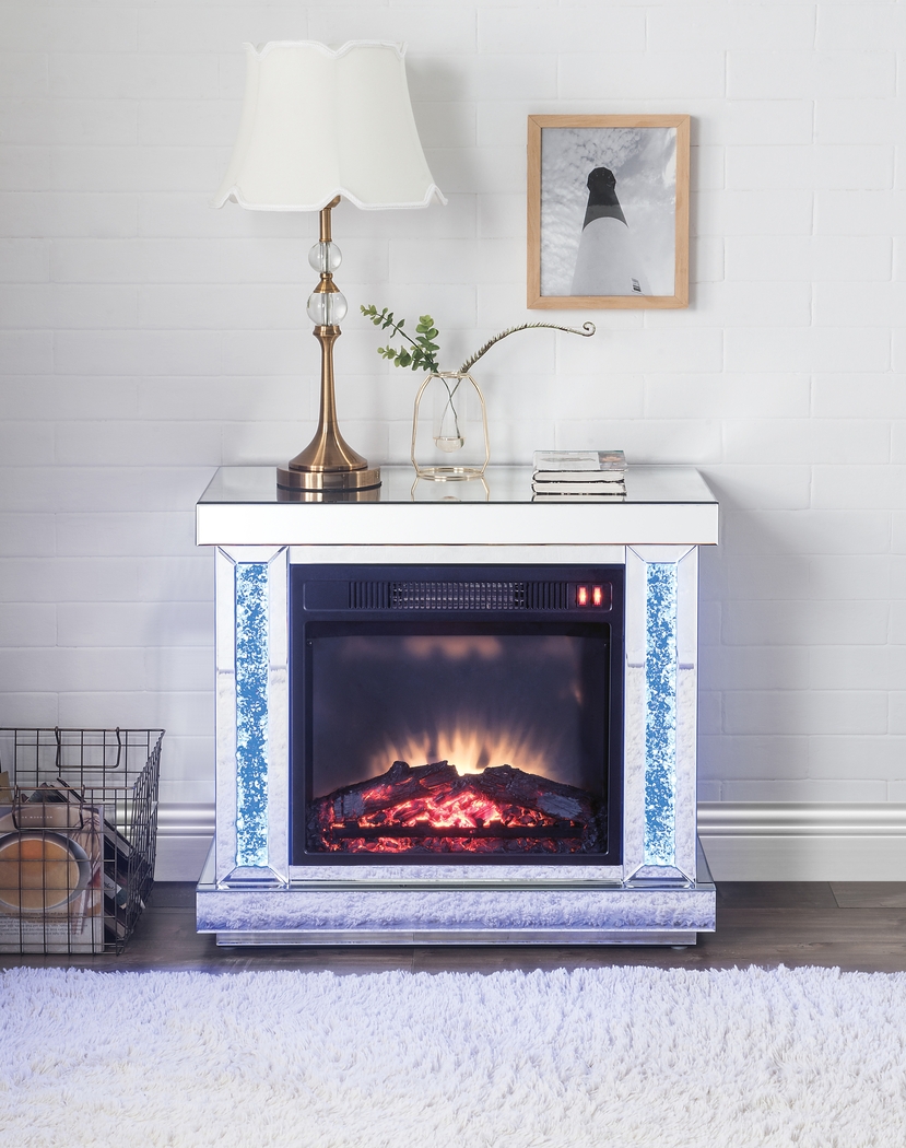 Atterberry Silver 28 in. Console, With Electric Fireplace - Thumbnail - Image 2