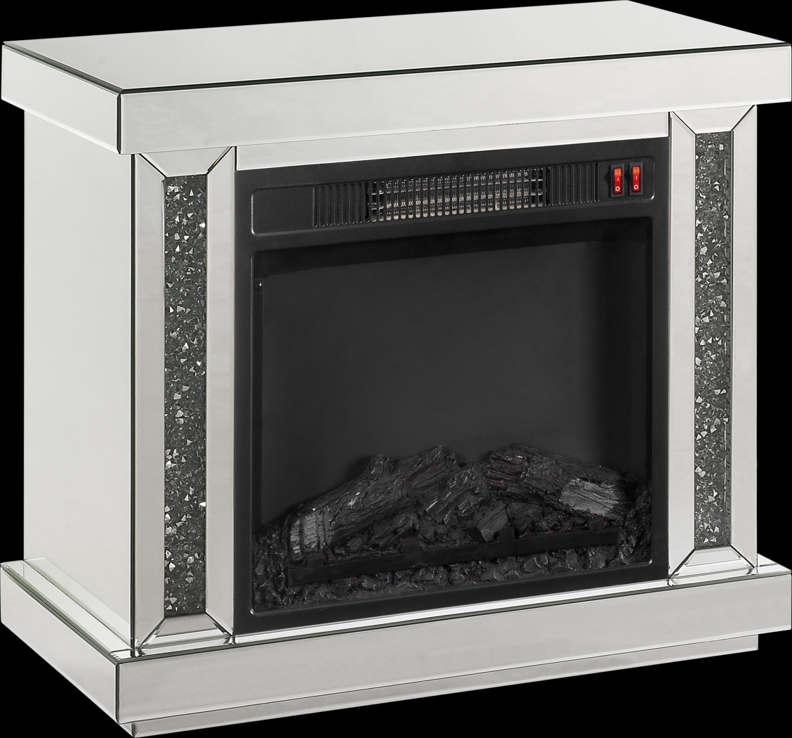 Atterberry Silver 28 in. Console, With Electric Fireplace - Thumbnail - Image 1