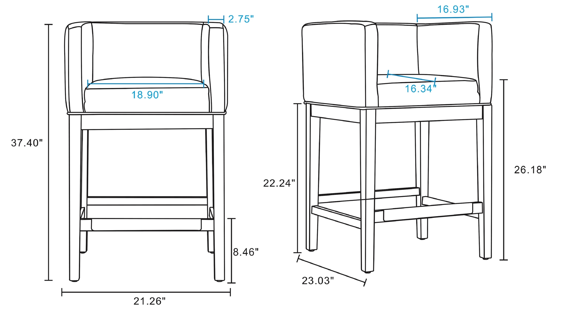 Atterbrock Gray Counter Height Stool - Thumbnail - Image 3