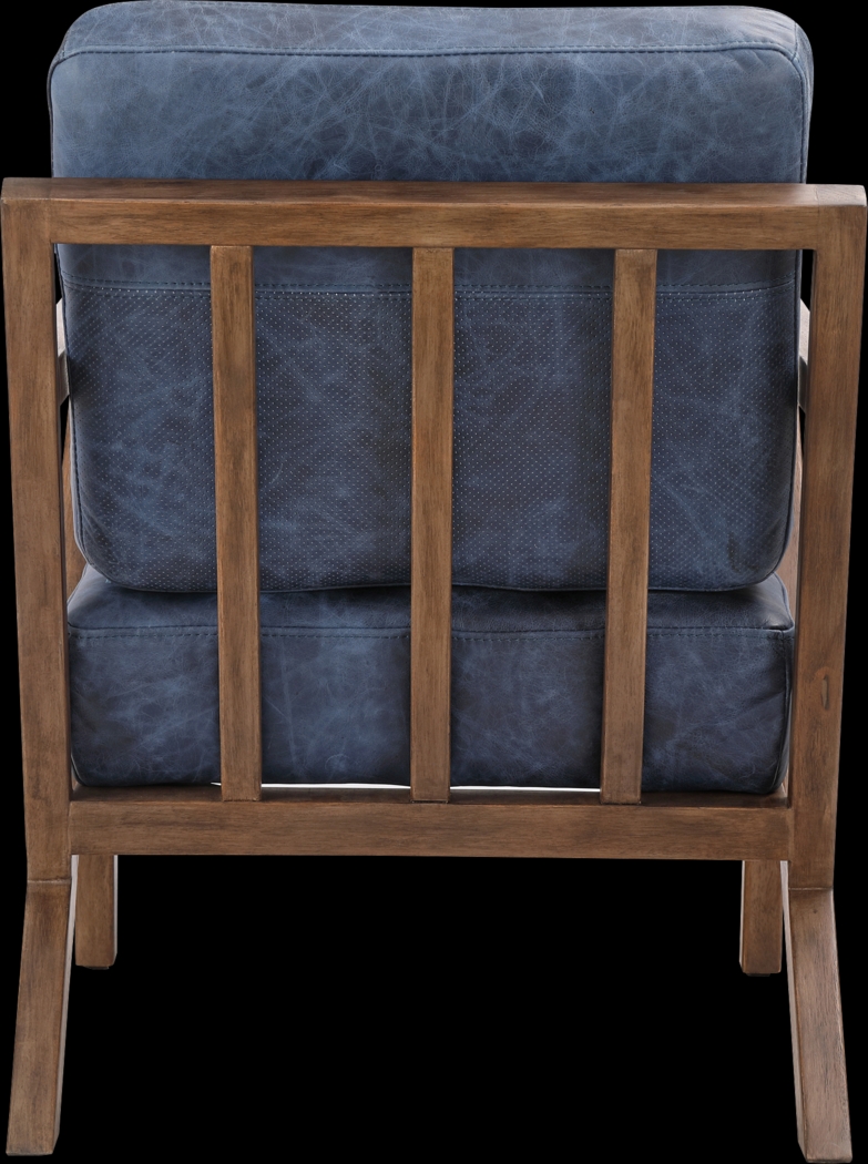 Atwell Blue Leather Accent Chair - Thumbnail - Image 3